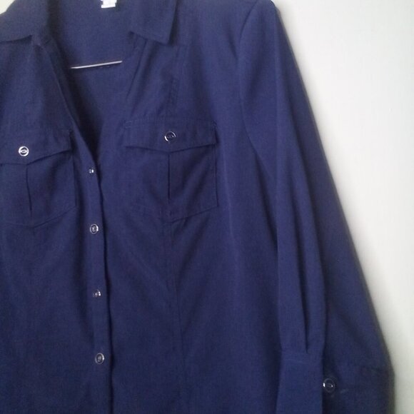Est 1946 Cato Shirt Blouse S Women 3/4 Sleeve Button Up Pockets Blue - Picture 9 of 16